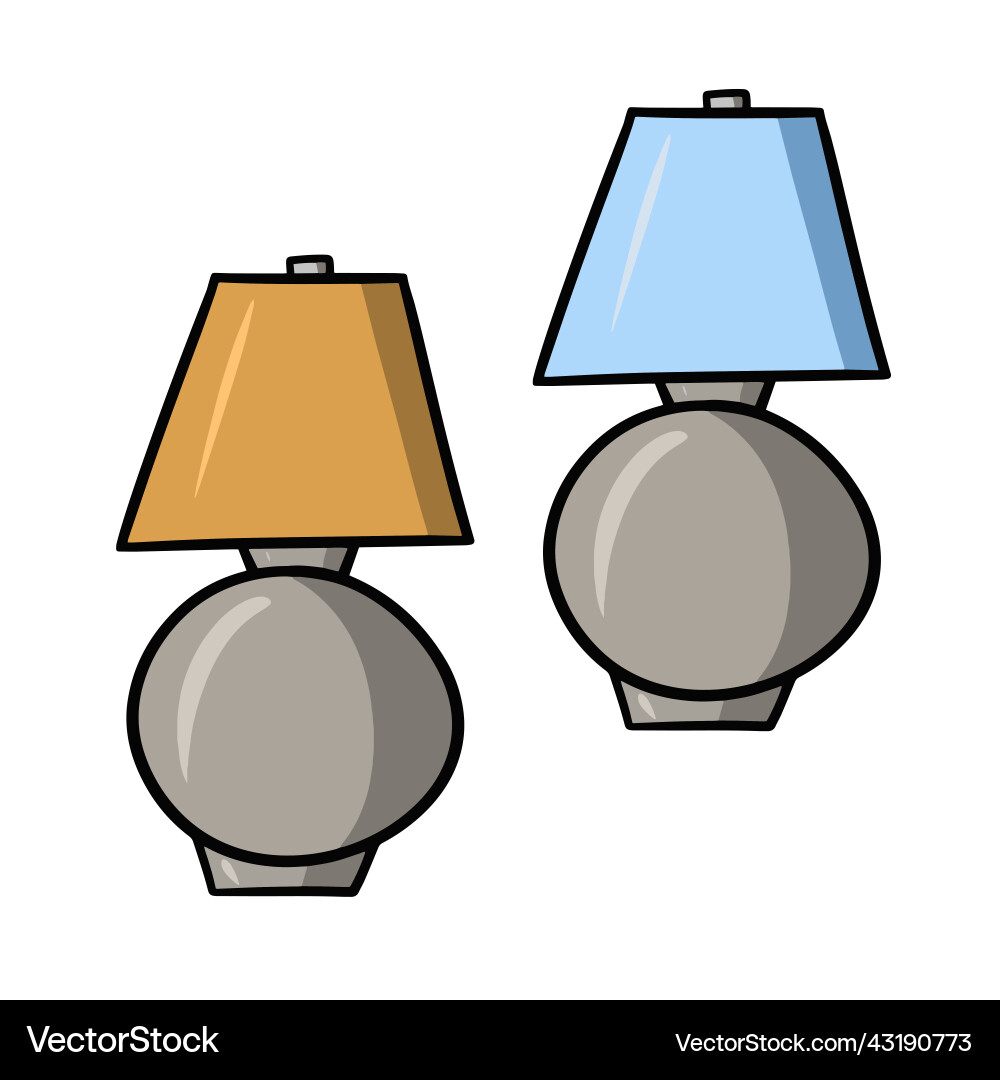 A set of round simple table lamps with different Vector Image