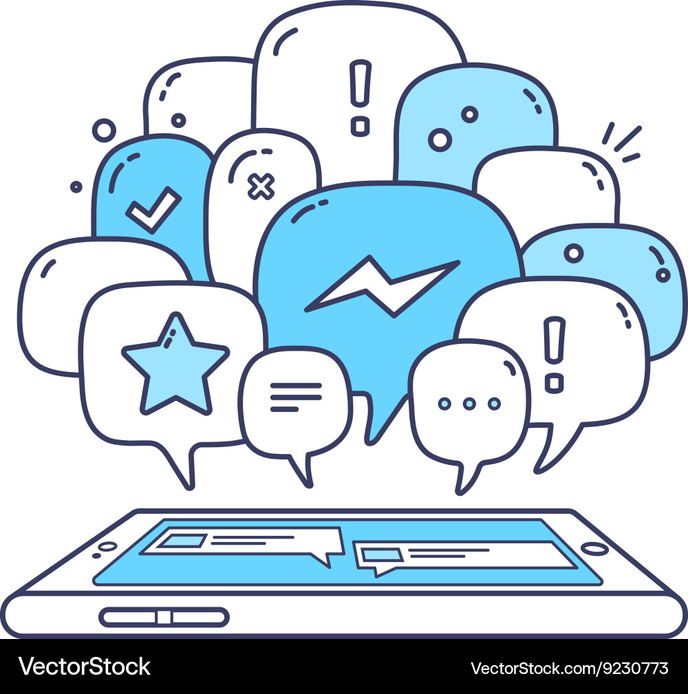 Blue color dialog speech bubbles with ico vector image