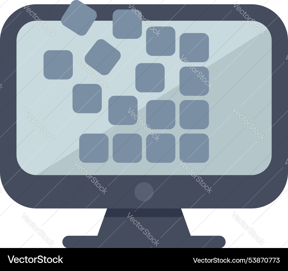 Computer monitor displaying disintegrating Vector Image