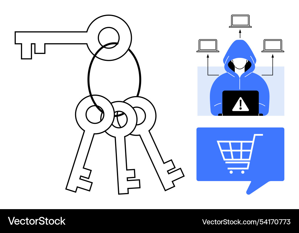 Conceptual cyber security with keys Conceptual cyber security with keys vector image