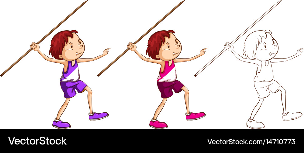 Doodle character for man doing javelin Vector Image