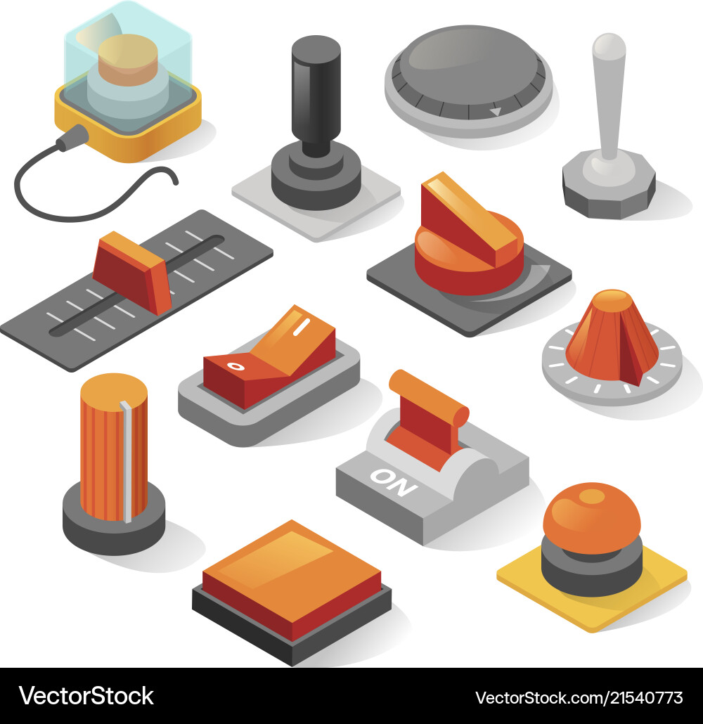 Isometric Button Set - Modern Controls vector image