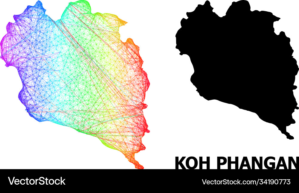 Net map koh phangan with spectrum gradient Net map koh phangan with spectrum gradient vector image
