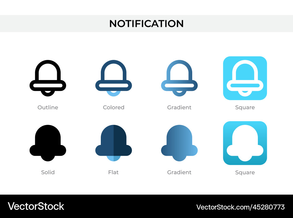 Notification icon in different style Notification icon in different style vector image