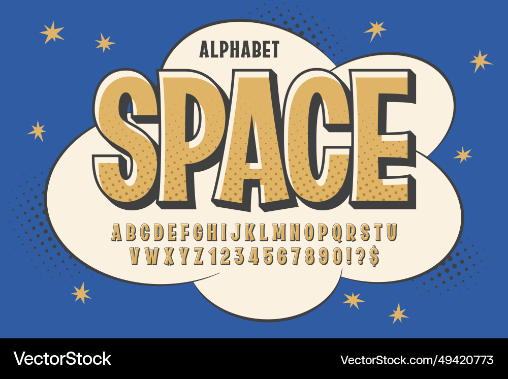 Original 3d comical alphabet design retro vector image