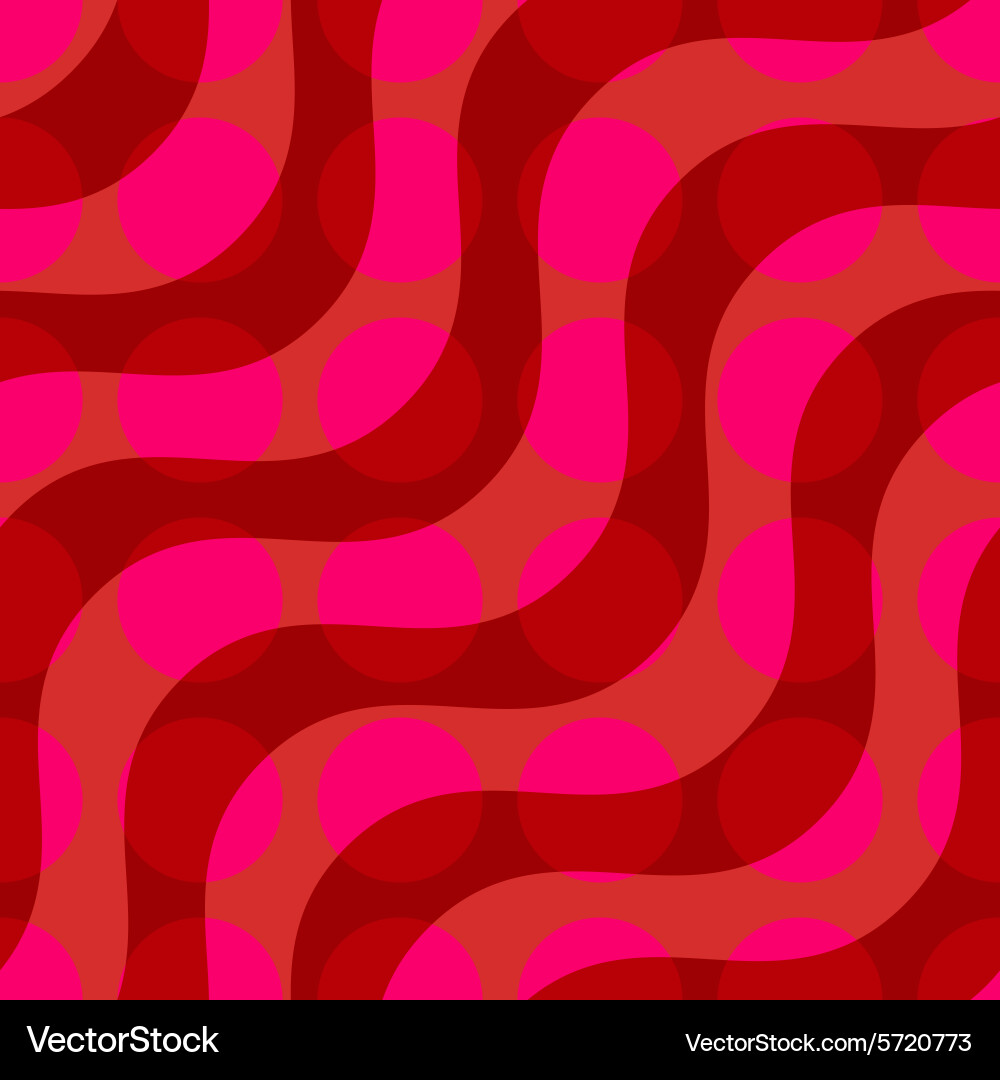 Retro 3d red circles and overlapping waves vector image