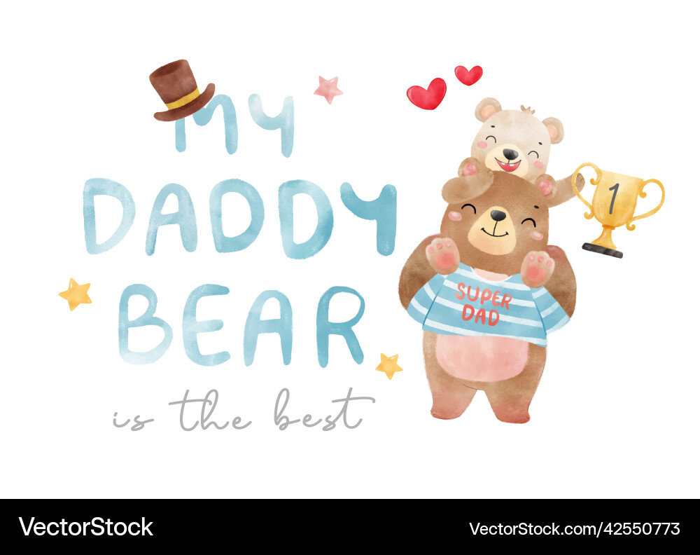 Süße liebenswertes Lächeln Teddybär Papa tragen Süße liebenswertes Lächeln Teddybär Papa tragen vektorbild