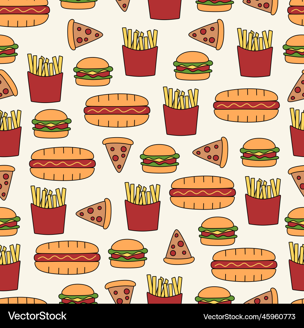 Seamless pattern background with fast food Vector Image