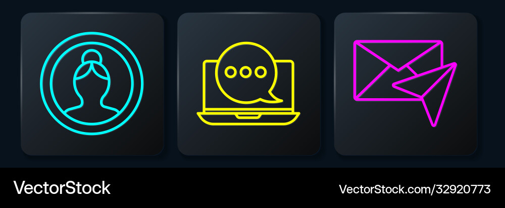Set line create account screen envelope and chat Set line create account screen envelope and chat vector image