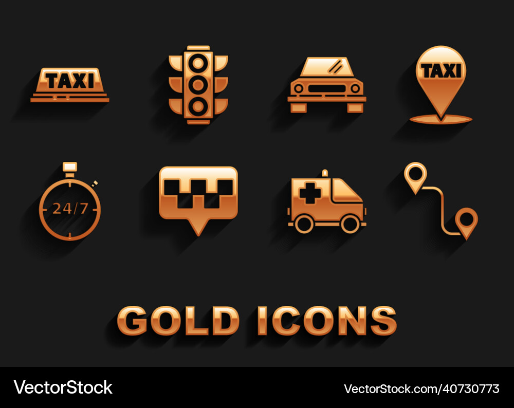 Set map pointer with taxi route location Set map pointer with taxi route location vector image