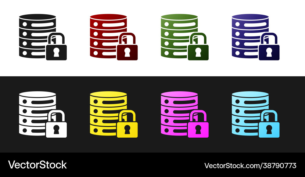 Set server security with closed padlock icon Set server security with closed padlock icon vector image