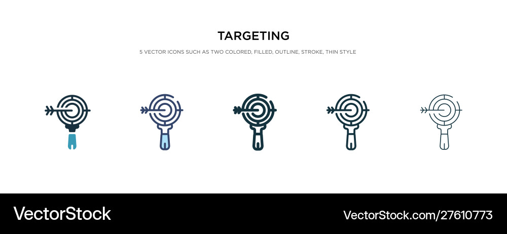 Targeting icon in different style two colored Vector Image