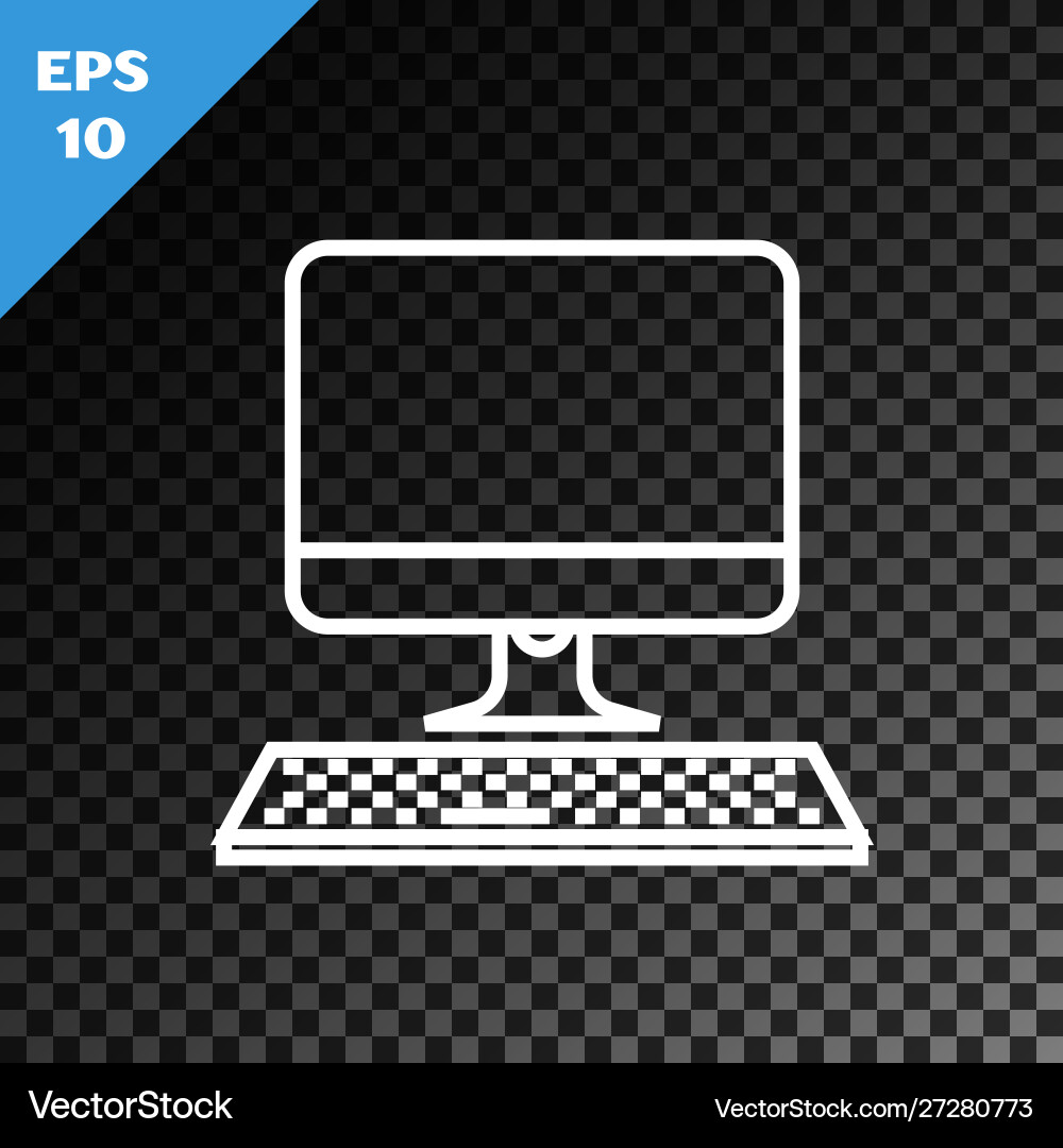 White line computer monitor with keyboard icon White line computer monitor with keyboard icon Vector Image