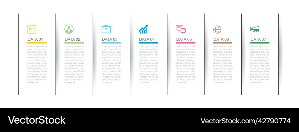 7 data infographics tab thin line index template 7 data infographics tab thin line index template vector image