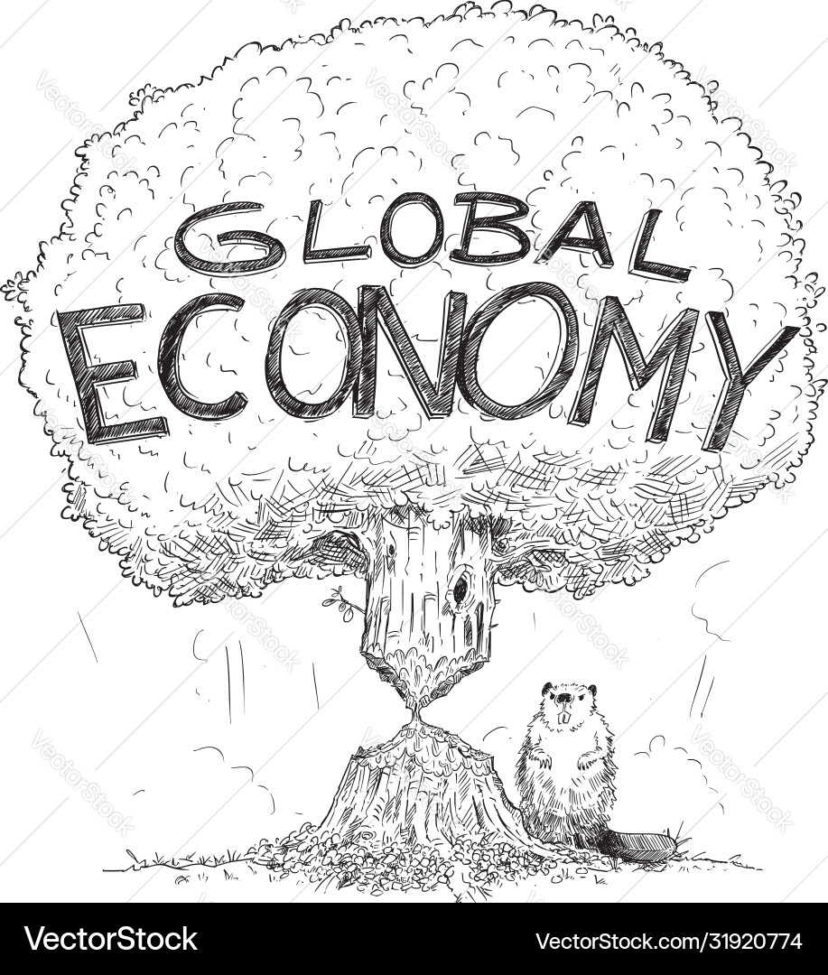 Cartoon tree representing global economy Vector Image