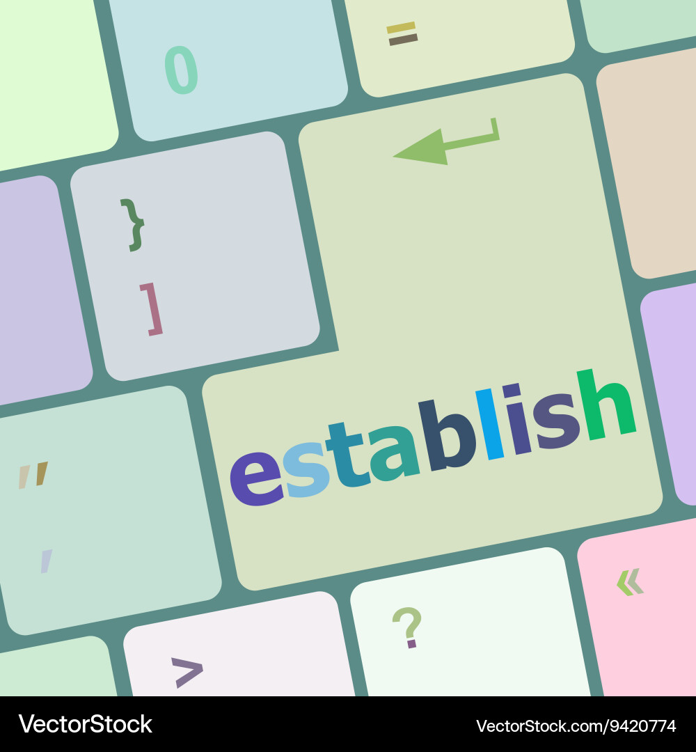 Computer keyboard key with establish word vector image