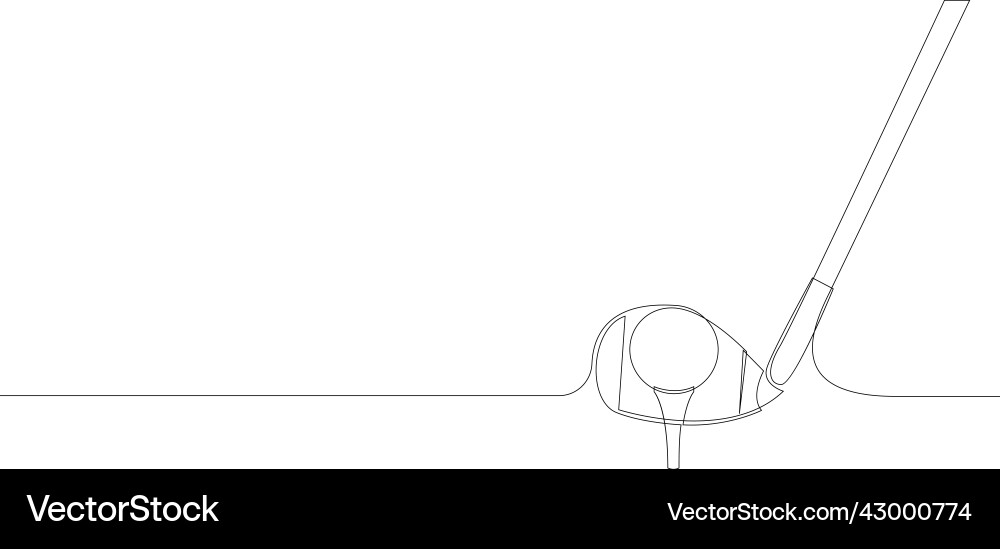 Continuous line drawing of golf club and ball Continuous line drawing of golf club and ball Vector Image