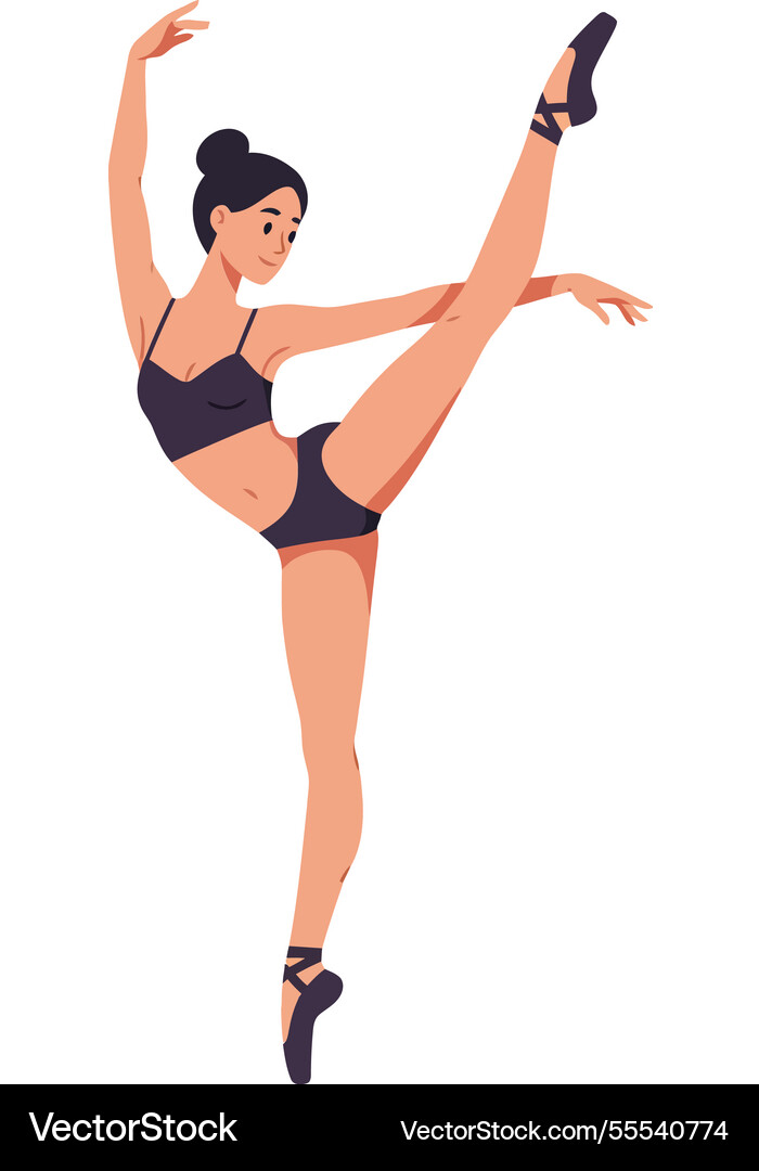 Dancer performing dynamic pose in flat style Dancer performing dynamic pose in flat style Vector Image