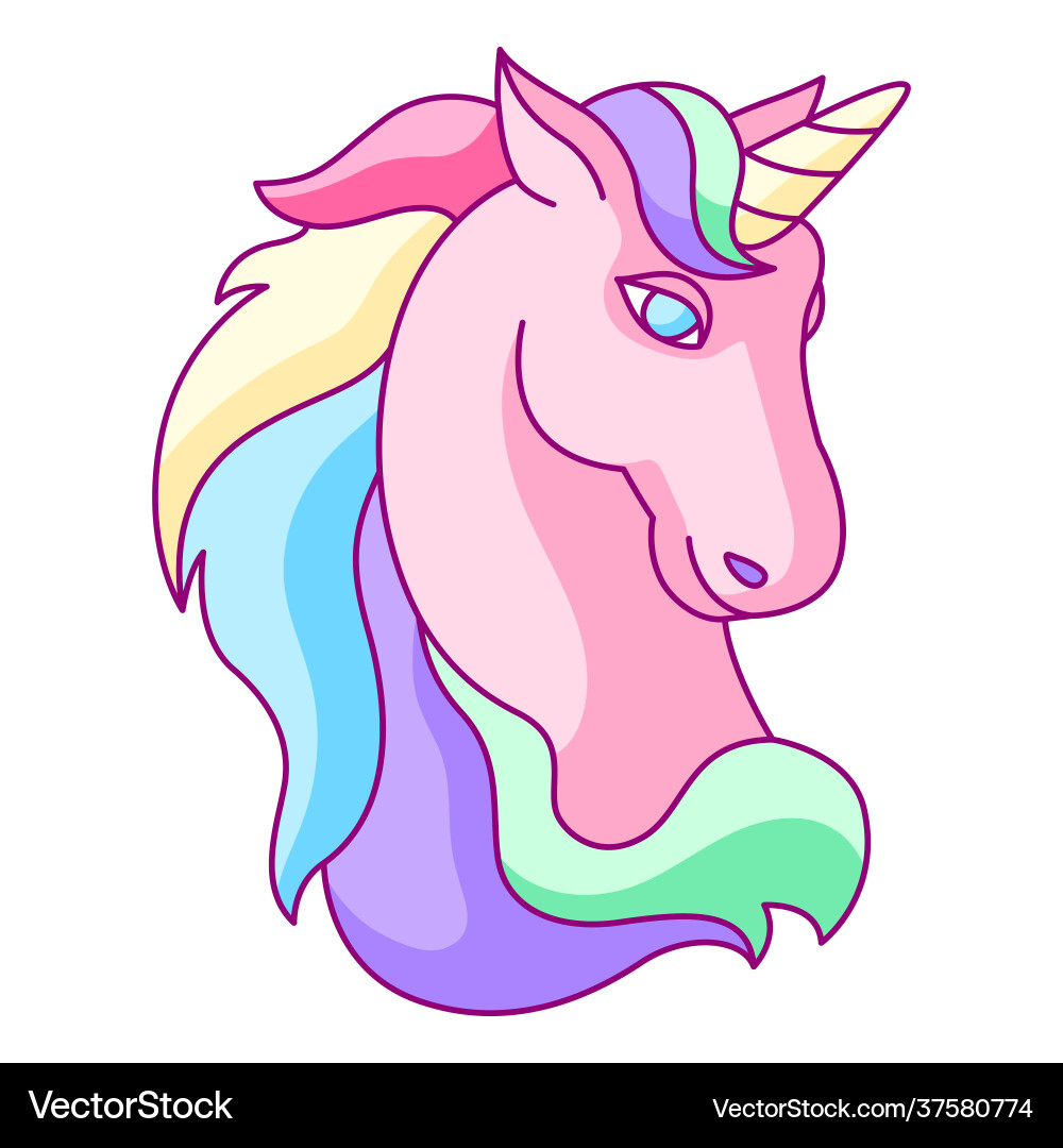 Fantasy pretty unicorn with colorful mane Fantasy pretty unicorn with colorful mane vector image