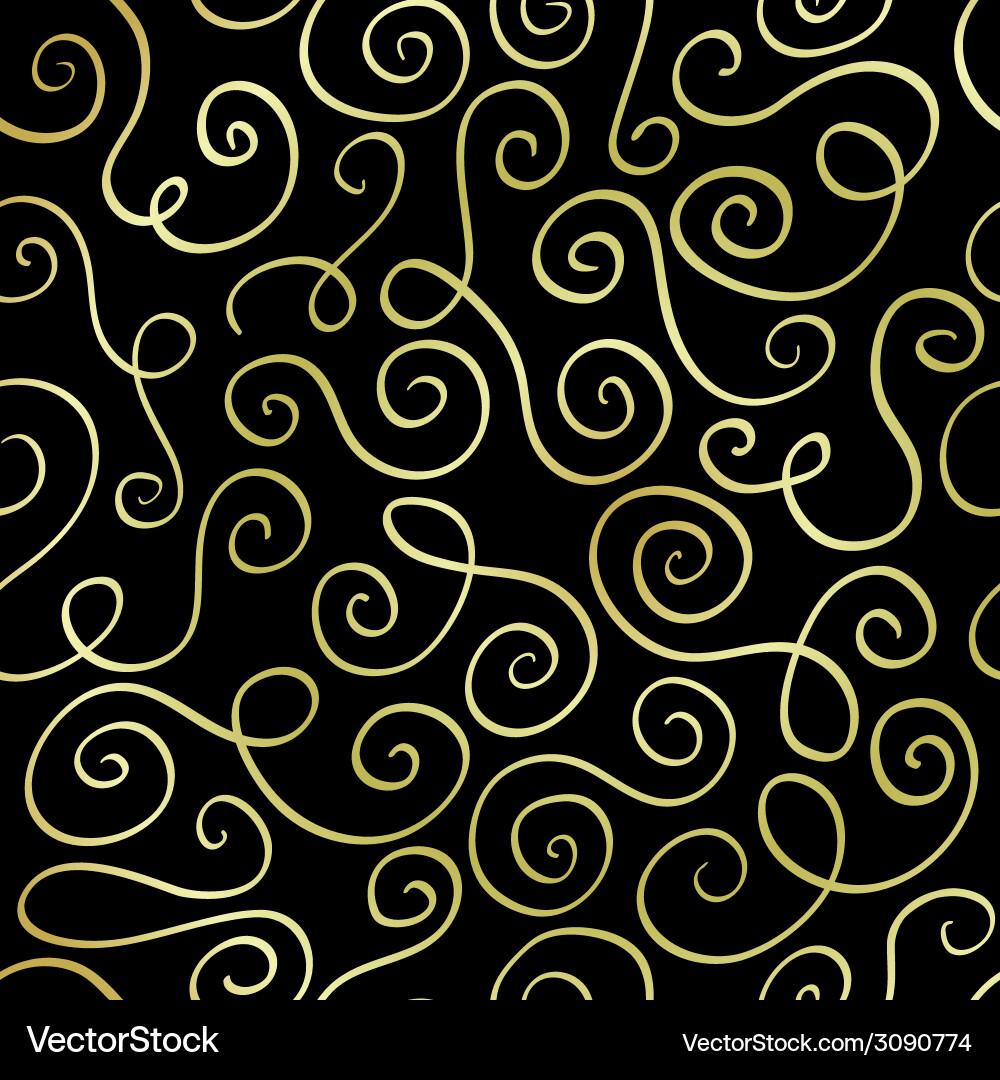 Golden Swirls auf Schwarz Vektorbild