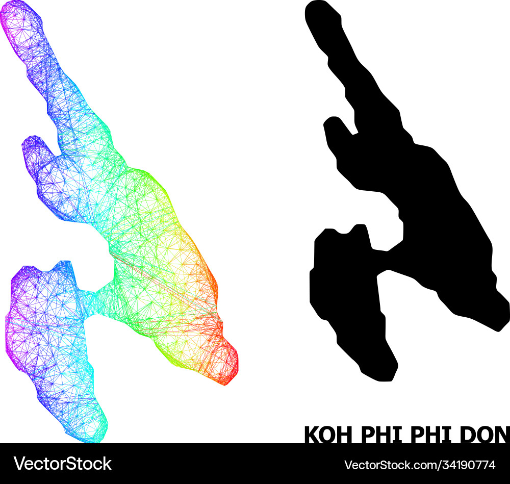 Hatched map koh phi don with spectrum gradient Hatched map koh phi don with spectrum gradient Vector Image