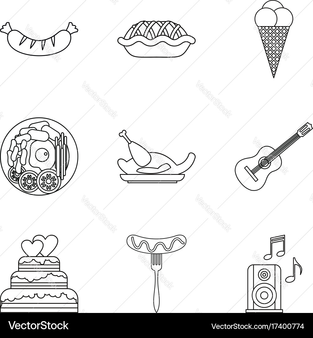 Invite guest icons set outline style Vector Image