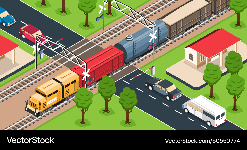 Isometric railway Royalty Free Vector Image - VectorStock
