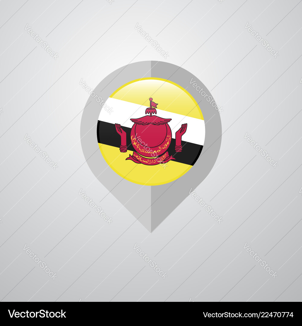 Karten-Navigationszeiger mit brunei flag design vektorbild