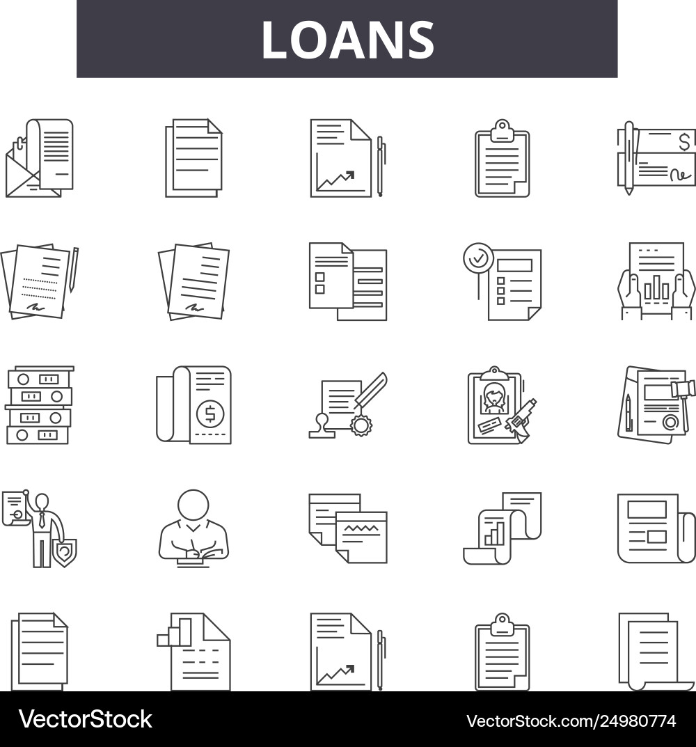 Loans line icons signs set outline Loans line icons signs set outline vector image