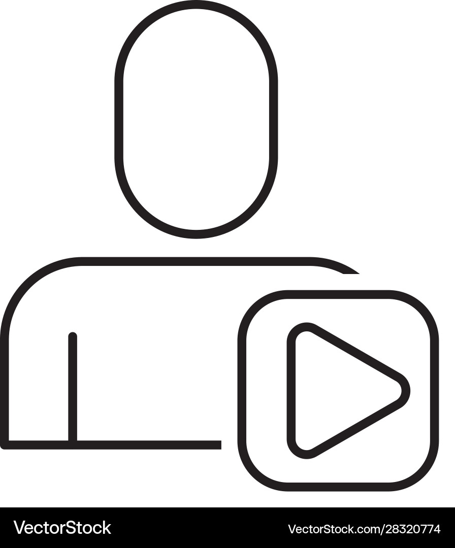 Media player play button with user Royalty Free Vector Image