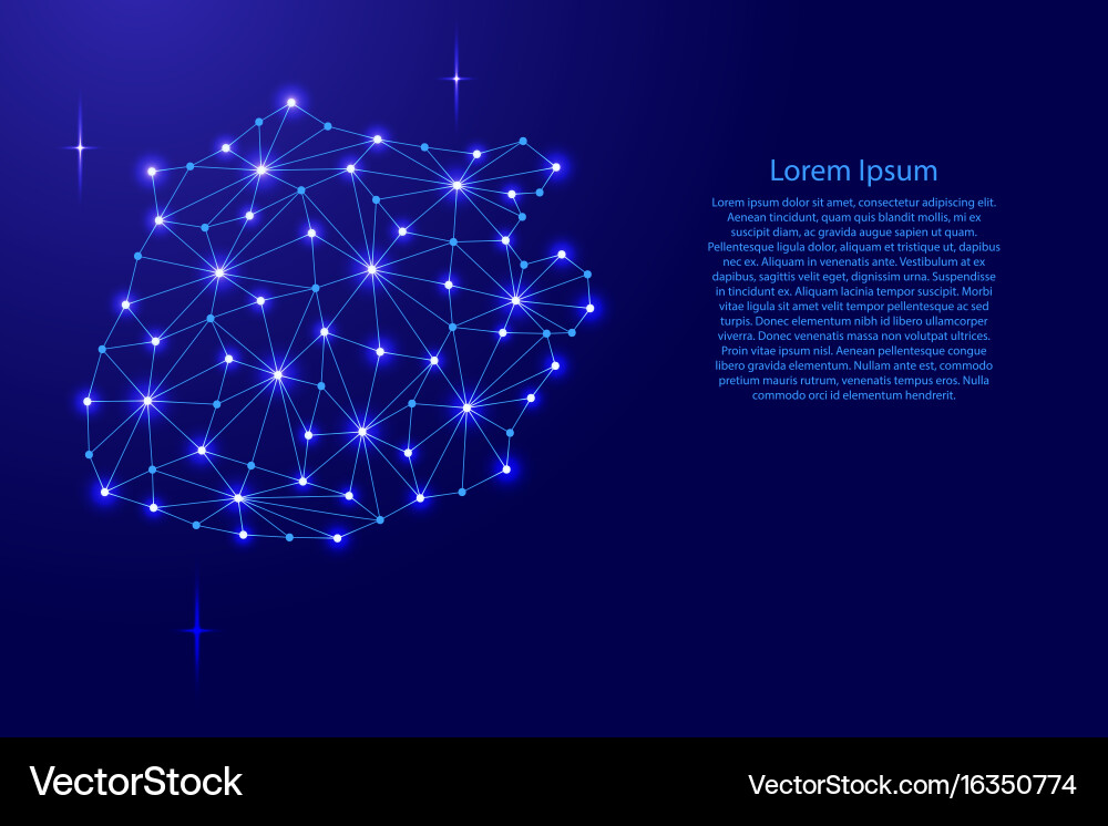 Saba map of polygonal mosaic lines network rays Vector Image