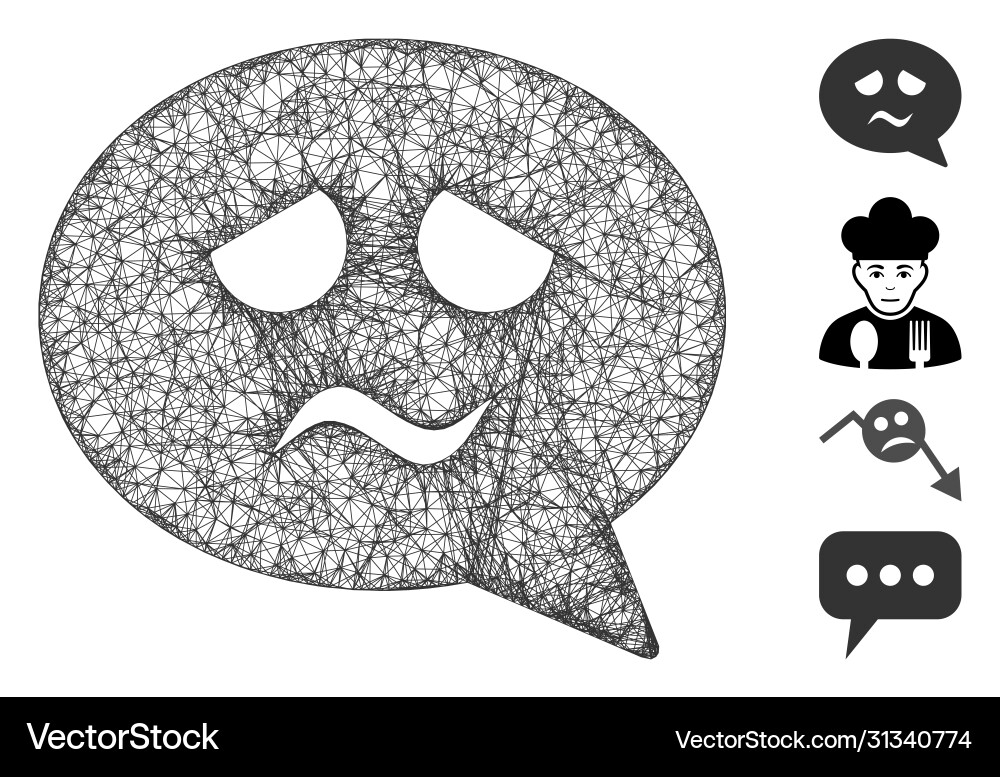 Sadness smiley message web mesh Sadness smiley message web mesh vector image