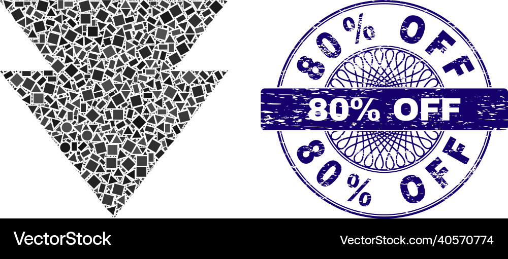 Scratched 80 percent off stamp and geometric move Vector Image