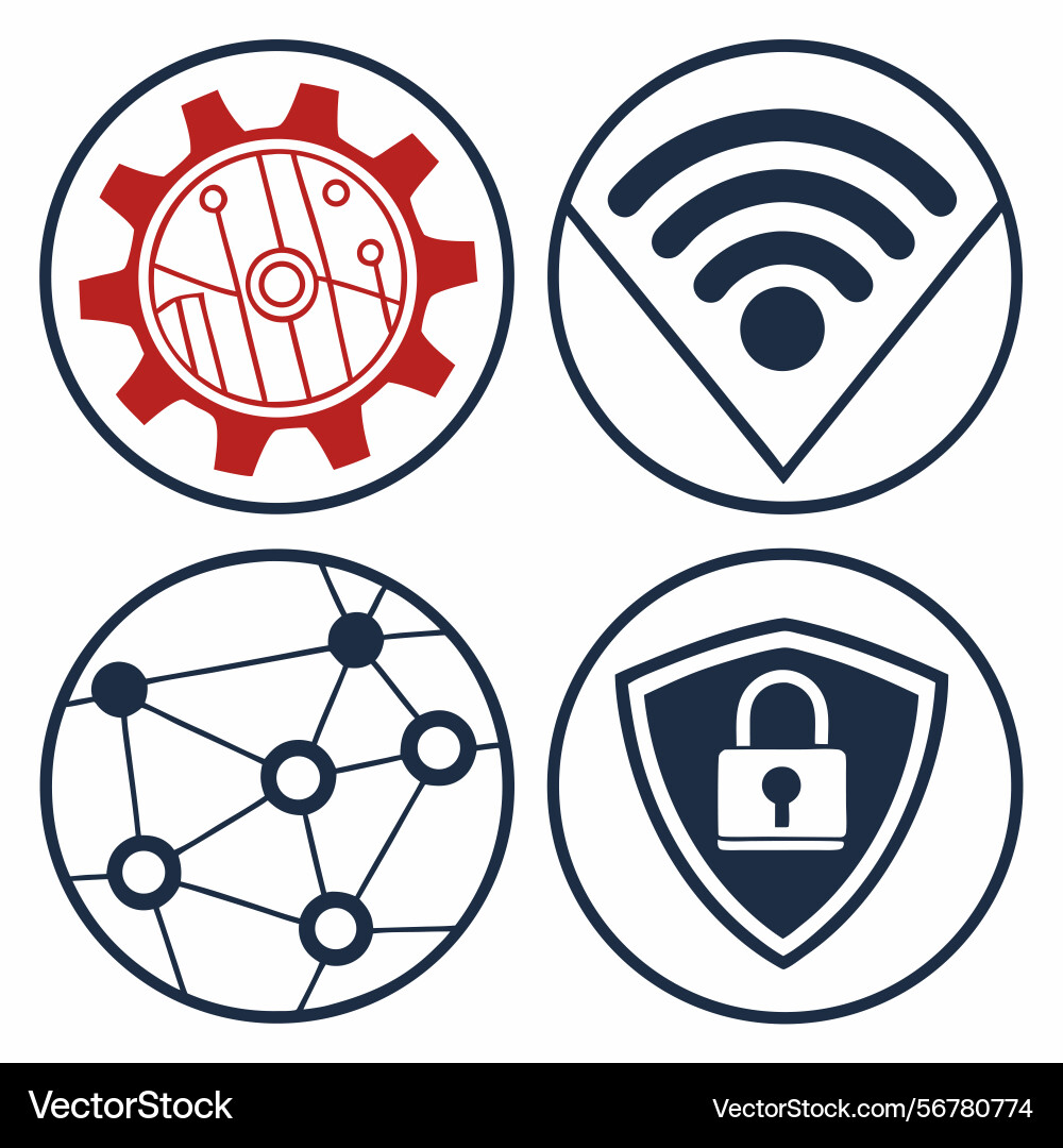 Secure network technology icons wifi gear data vector image