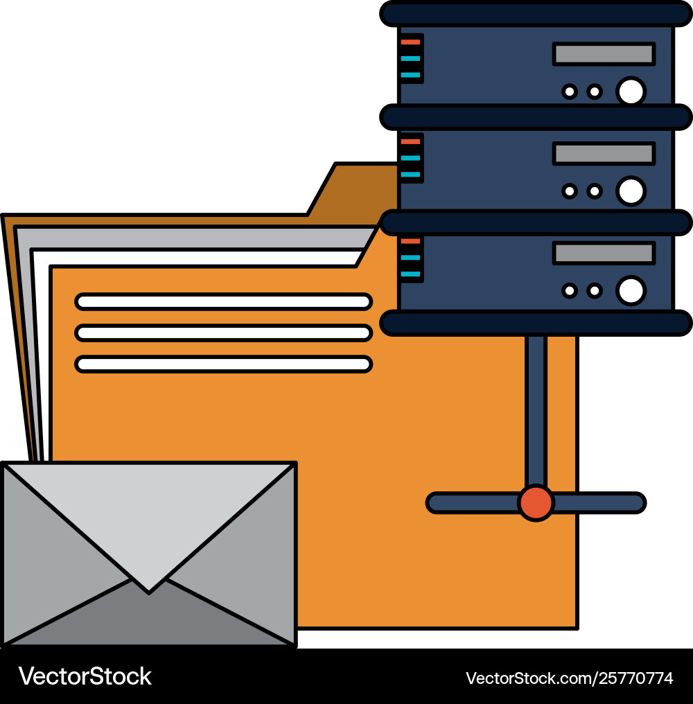 Servers and database technology symbols Servers and database technology symbols vector image