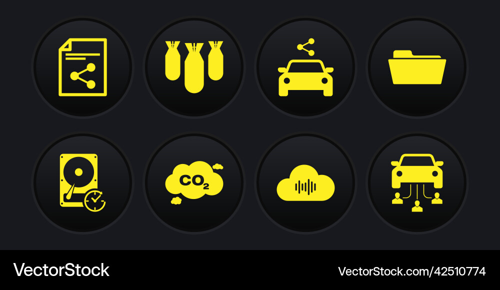 Set hard disk drive with clockwise folder co2 Set hard disk drive with clockwise folder co2 Vector Image