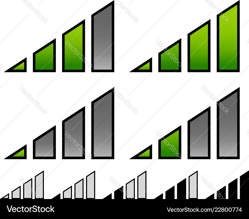 Signal stength indicator set internet wi-fi vector image