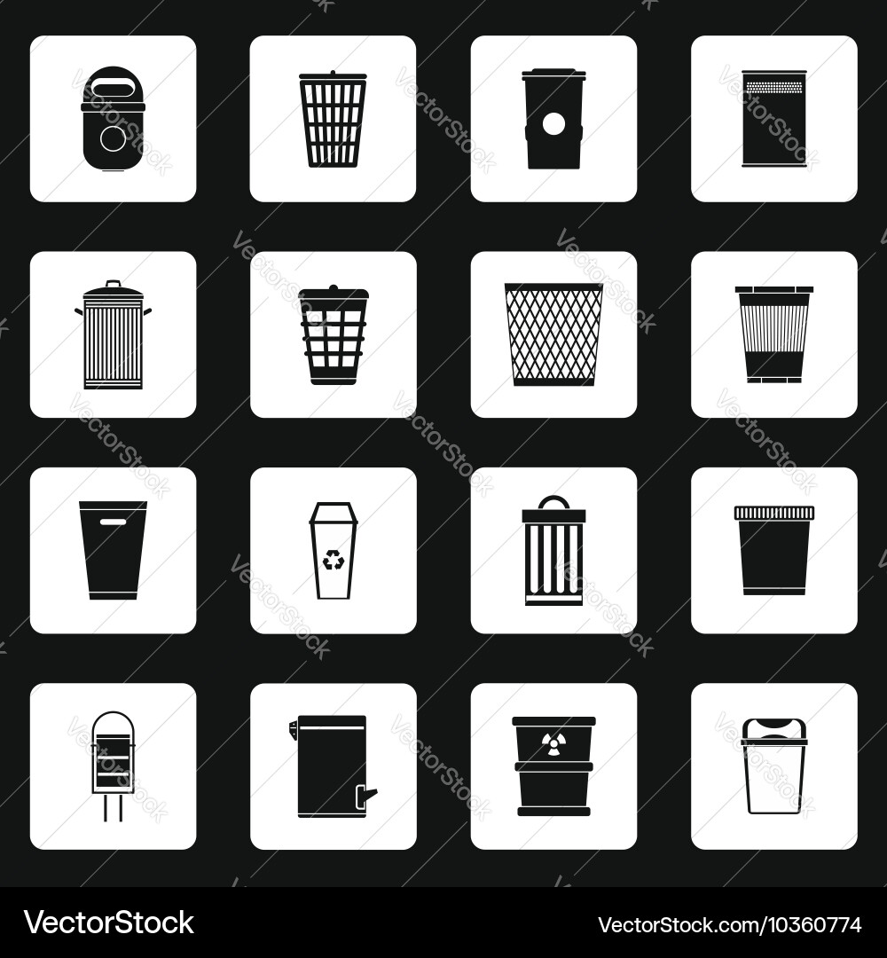 Trash can icons set simple style vector image