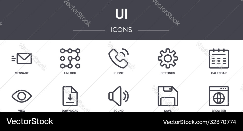 Ui concept line icons set contains usable Ui concept line icons set contains usable vector image