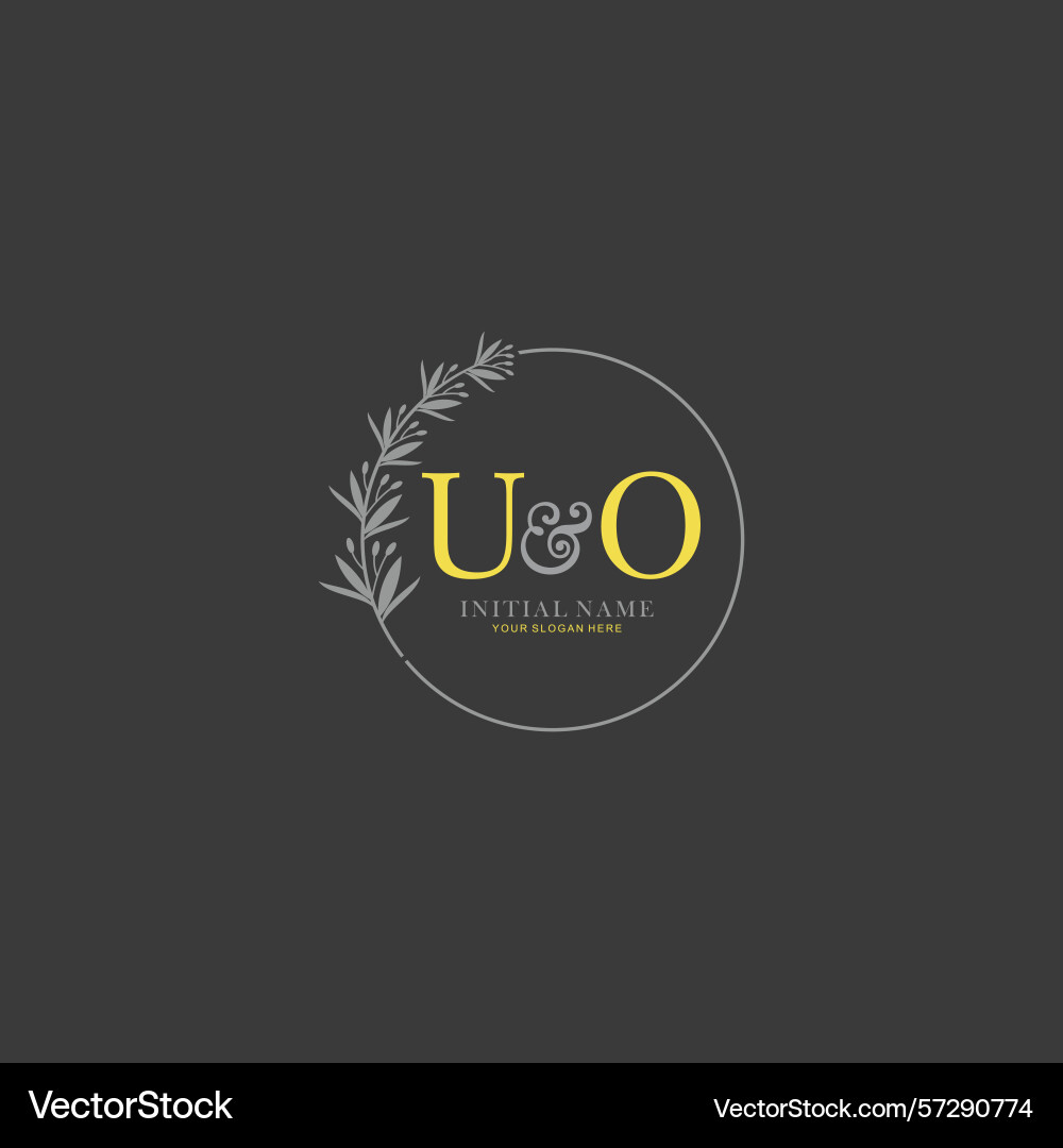 Uo initial logo templates with botanical elements Vector Image