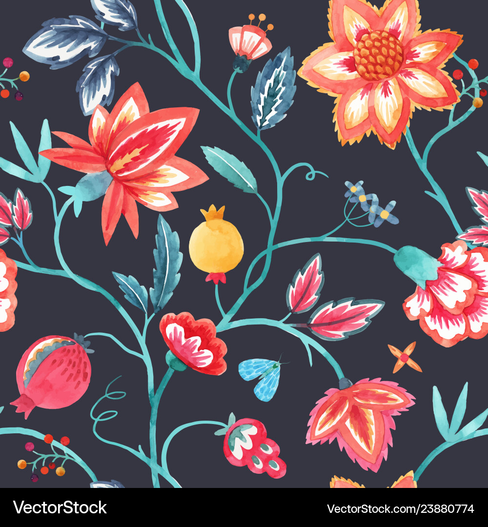 Watercolor floral pattern Vector Image