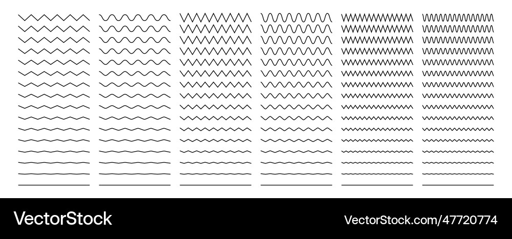 Wavy zigzag lines horizontal brush strokes wave Wavy zigzag lines horizontal brush strokes wave vector image