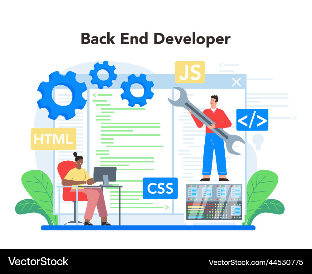 Back end development concept software Back end development concept software vector image