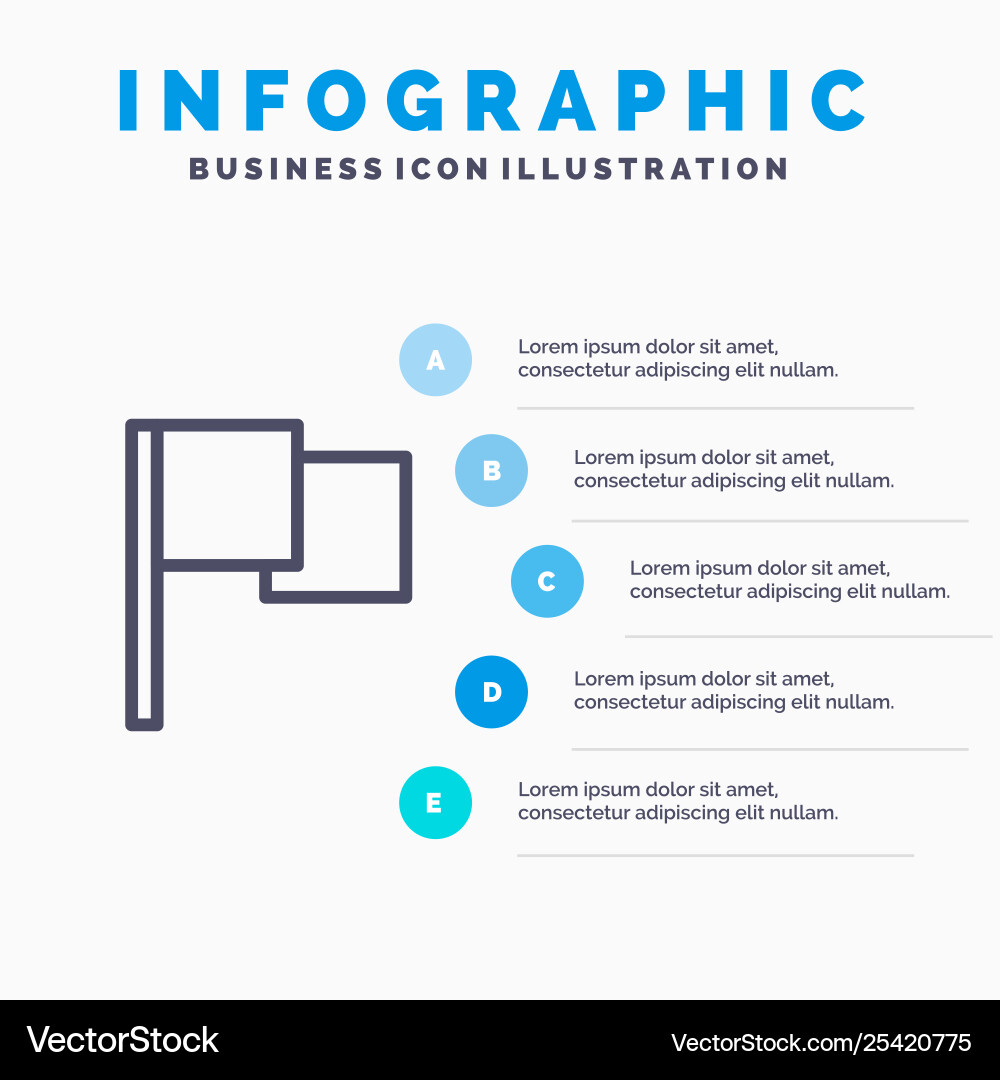 Basic flag ui line icon with 5 steps presentation Basic flag ui line icon with 5 steps presentation vector image