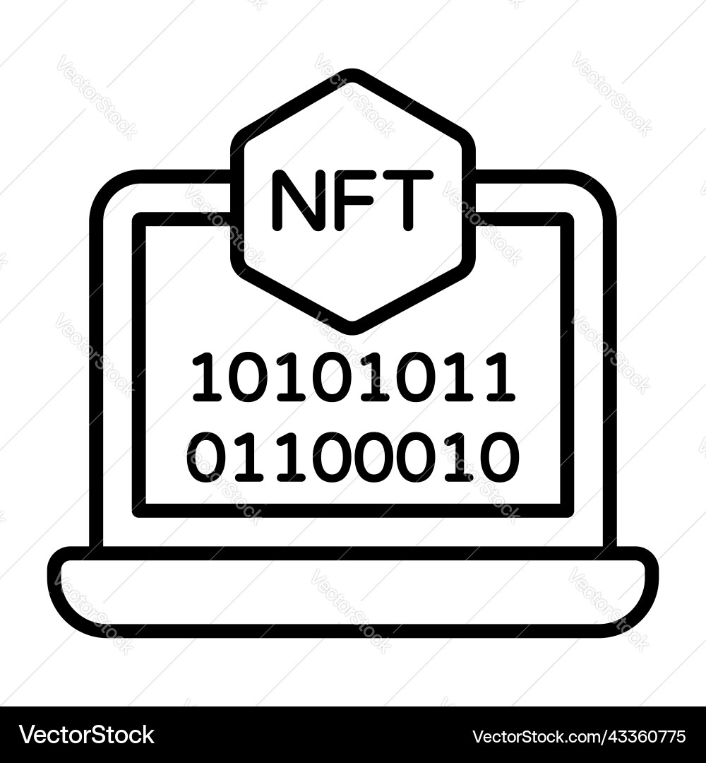 Coding icon non-fungible token digital technology Vector Image