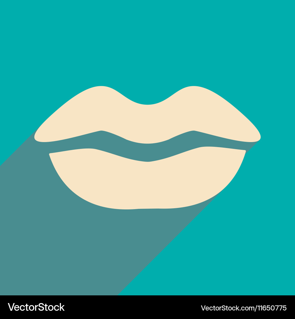 Flat with shadow icon and mobile application lips vector image
