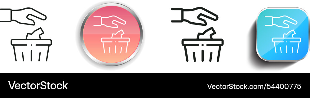 Garbage icon thin linear regular and button style vector image
