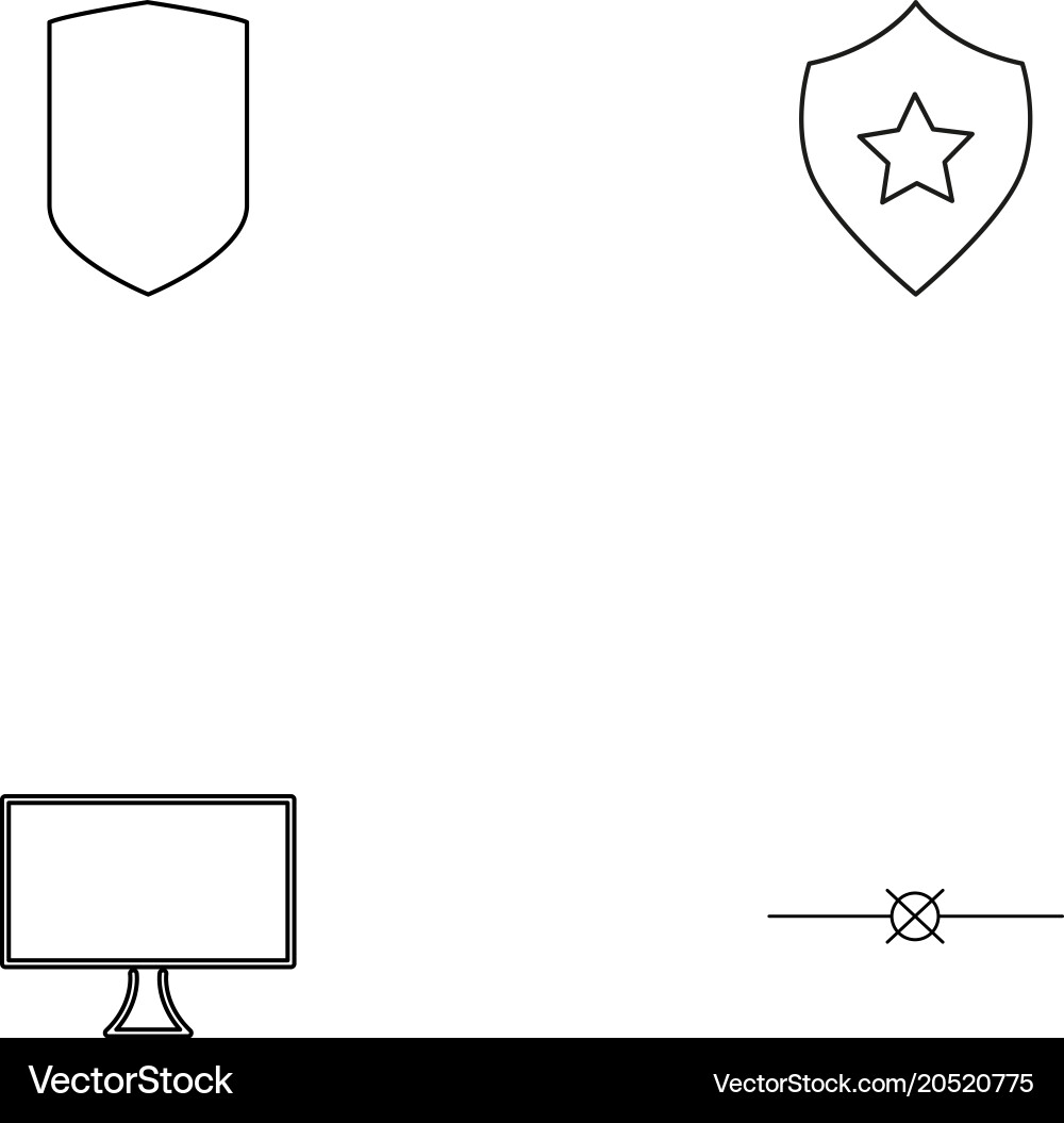 Internet security simple linear icons set Vector Image