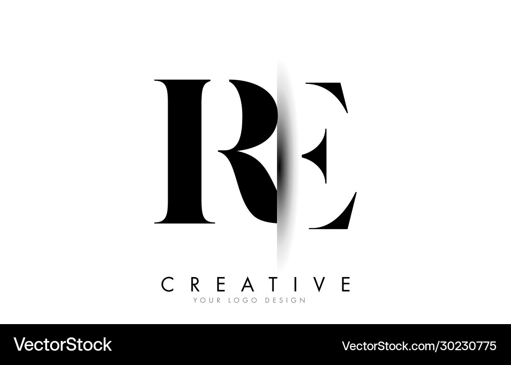 Re r e Buchstaben Logo mit kreativem Schattenschnitt Design Re r e Buchstaben Logo mit kreativem Schattenschnitt Design vektorbild
