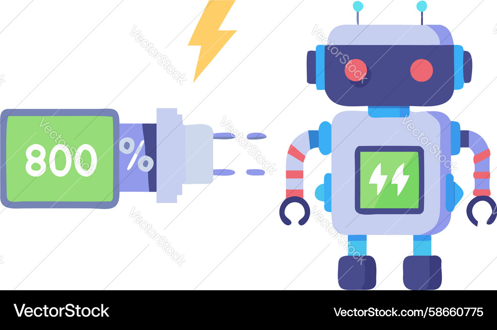 Robot processing data with high efficiency design Vector Image